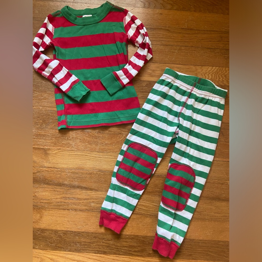 3T Hanna Andersson Pajamas - Red and Green Stripe